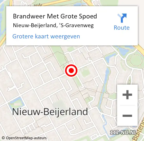 Locatie op kaart van de 112 melding: Brandweer Met Grote Spoed Naar Nieuw-Beijerland, 'S-Gravenweg op 5 juni 2019 23:30