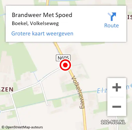Locatie op kaart van de 112 melding: Brandweer Met Spoed Naar Boekel, Volkelseweg op 6 juni 2019 00:35