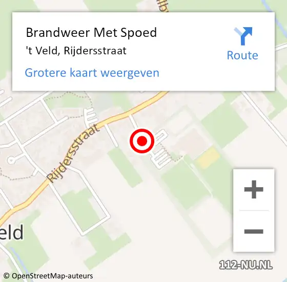 Locatie op kaart van de 112 melding: Brandweer Met Spoed Naar 't Veld, Rijdersstraat op 6 juni 2019 01:30