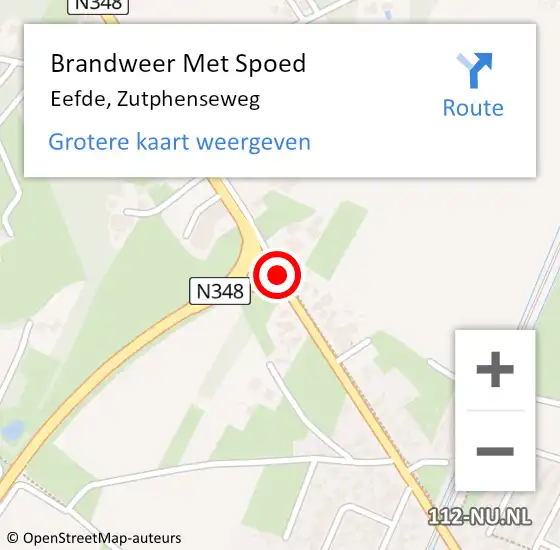 Locatie op kaart van de 112 melding: Brandweer Met Spoed Naar Eefde, Zutphenseweg op 6 juni 2019 01:36