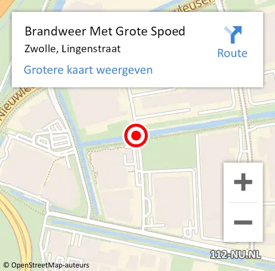 Locatie op kaart van de 112 melding: Brandweer Met Grote Spoed Naar Zwolle, Lingenstraat op 6 juni 2019 01:57