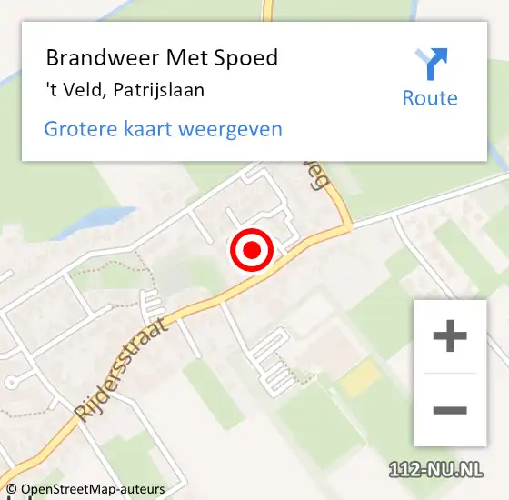 Locatie op kaart van de 112 melding: Brandweer Met Spoed Naar 't Veld, Patrijslaan op 6 juni 2019 05:00