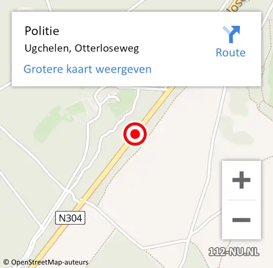 Locatie op kaart van de 112 melding: Politie Apeldoorn, N304 hectometerpaal: 19,5 op 6 juni 2019 08:20