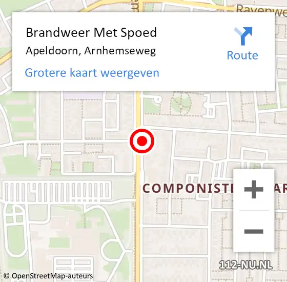 Locatie op kaart van de 112 melding: Brandweer Met Spoed Naar Apeldoorn, Arnhemseweg op 6 juni 2019 09:49