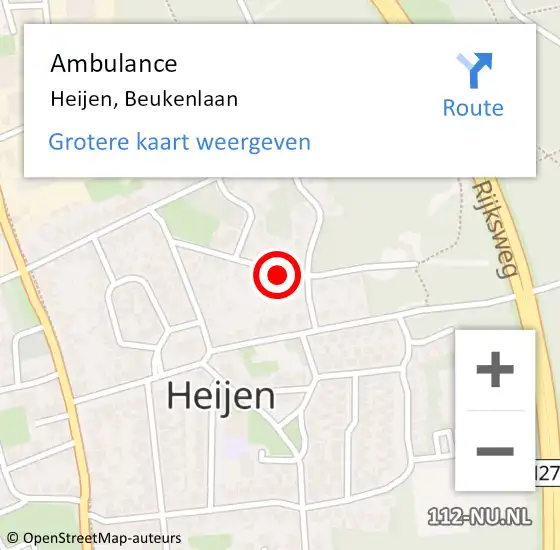 Locatie op kaart van de 112 melding: Ambulance Heijen, Beukenlaan op 6 juni 2019 09:58
