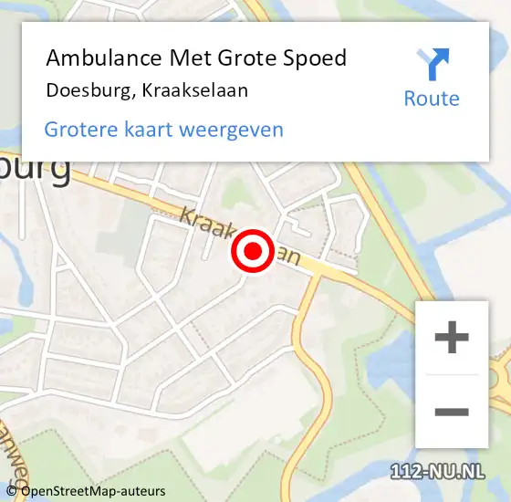 Locatie op kaart van de 112 melding: Ambulance Met Grote Spoed Naar Doesburg, Kraakselaan op 6 juni 2019 14:59