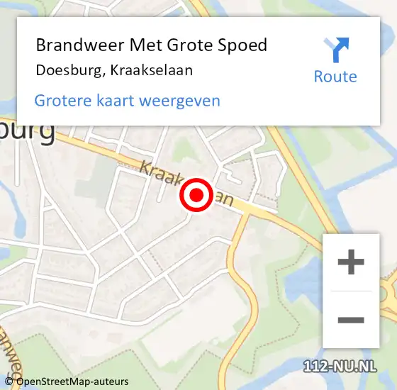 Locatie op kaart van de 112 melding: Brandweer Met Grote Spoed Naar Doesburg, Kraakselaan op 6 juni 2019 14:59