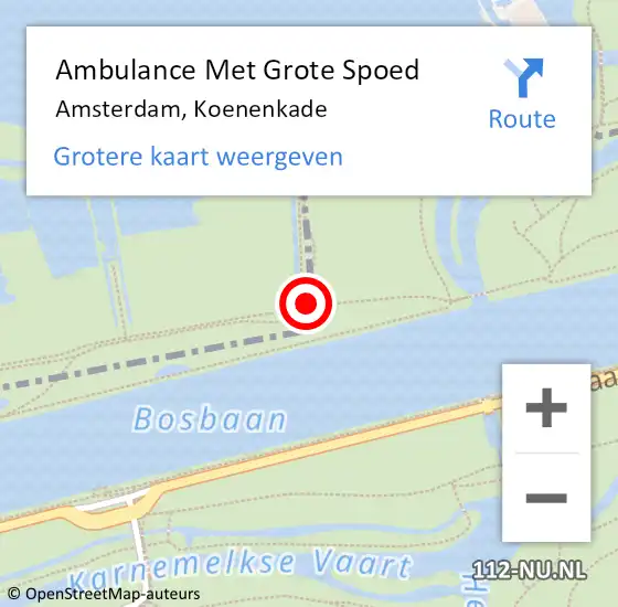 Locatie op kaart van de 112 melding: Ambulance Met Grote Spoed Naar Amsterdam, Koenenkade op 6 juni 2019 18:10