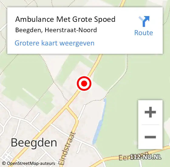 Locatie op kaart van de 112 melding: Ambulance Met Grote Spoed Naar Beegden, Heerstraat-Noord op 6 juni 2019 22:48