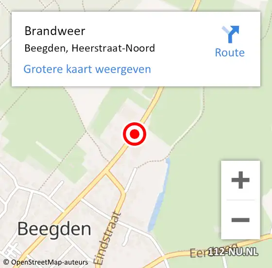Locatie op kaart van de 112 melding: Brandweer Beegden, Heerstraat-Noord op 6 juni 2019 22:49