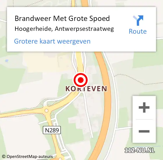 Locatie op kaart van de 112 melding: Brandweer Met Grote Spoed Naar Hoogerheide, Antwerpsestraatweg op 7 juni 2019 07:27