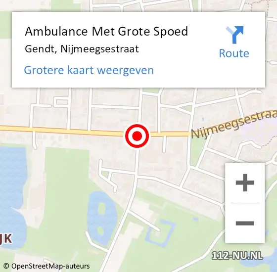 Locatie op kaart van de 112 melding: Ambulance Met Grote Spoed Naar Gendt, Nijmeegsestraat op 7 juni 2019 09:12