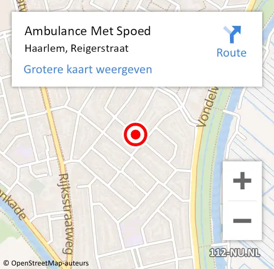 Locatie op kaart van de 112 melding: Ambulance Met Spoed Naar Haarlem, Reigerstraat op 7 juni 2019 09:40