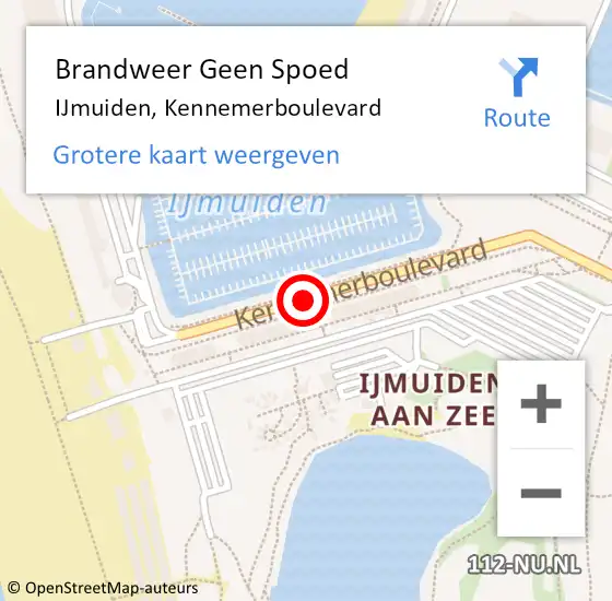 Locatie op kaart van de 112 melding: Brandweer Geen Spoed Naar IJmuiden, Kennemerboulevard op 7 juni 2019 11:16