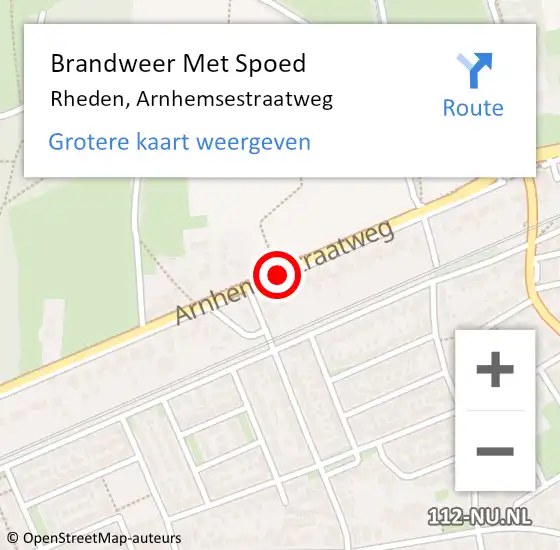 Locatie op kaart van de 112 melding: Brandweer Met Spoed Naar Rheden, Arnhemsestraatweg op 7 juni 2019 12:19