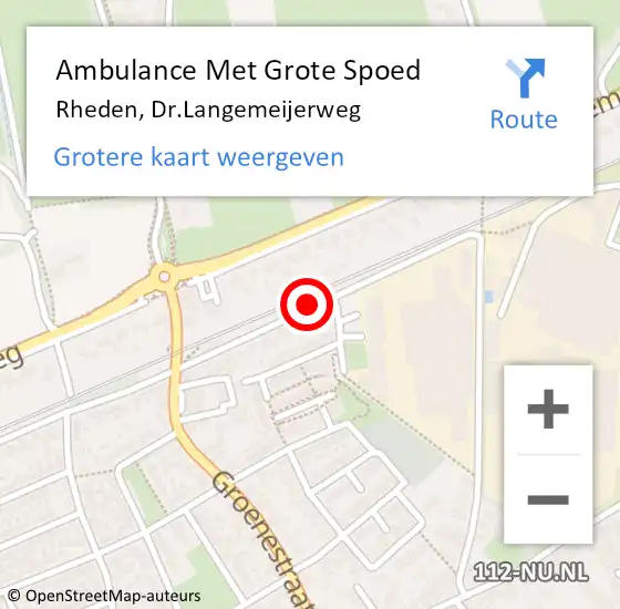 Locatie op kaart van de 112 melding: Ambulance Met Grote Spoed Naar Rheden, Dr.Langemeijerweg op 7 juni 2019 17:22