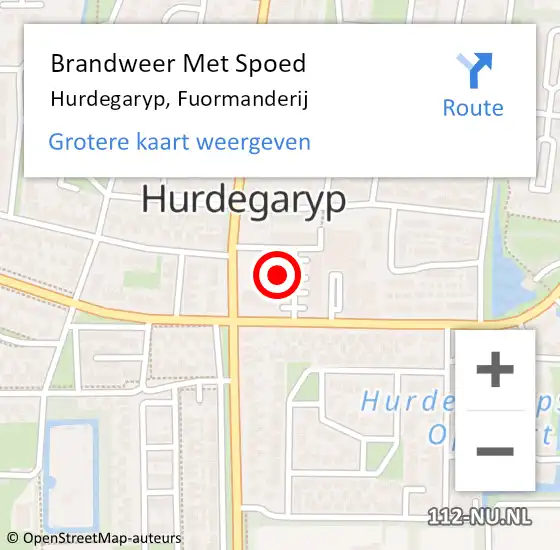 Locatie op kaart van de 112 melding: Brandweer Met Spoed Naar Hurdegaryp, Fuormanderij op 7 juni 2019 17:48