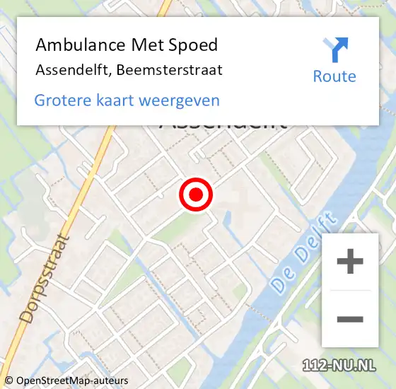 Locatie op kaart van de 112 melding: Ambulance Met Spoed Naar Assendelft, Beemsterstraat op 7 juni 2019 18:07