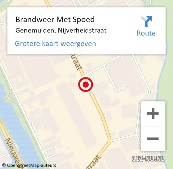 Locatie op kaart van de 112 melding: Brandweer Met Spoed Naar Genemuiden, Nijverheidstraat op 7 juni 2019 19:27