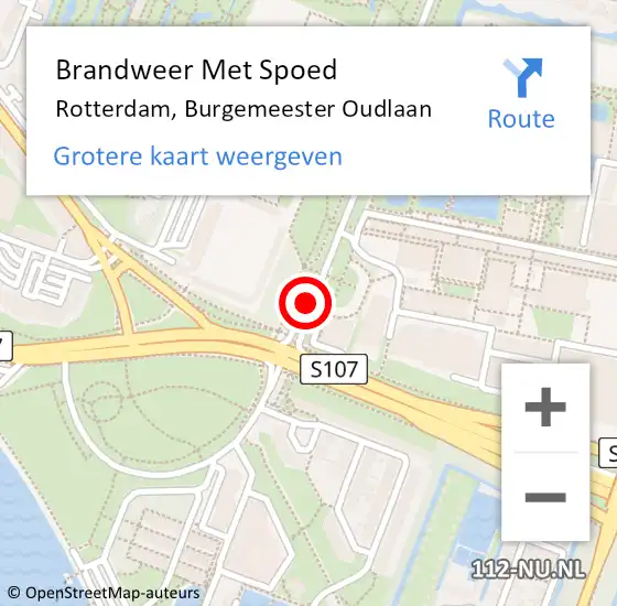 Locatie op kaart van de 112 melding: Brandweer Met Spoed Naar Rotterdam, Burgemeester Oudlaan op 7 juni 2019 20:56