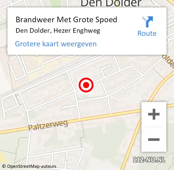 Locatie op kaart van de 112 melding: Brandweer Met Grote Spoed Naar Den Dolder, Hezer Enghweg op 7 juni 2019 22:09