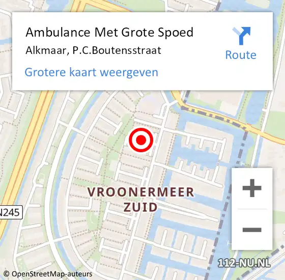 Locatie op kaart van de 112 melding: Ambulance Met Grote Spoed Naar Alkmaar, P.C.Boutensstraat op 7 juni 2019 23:37