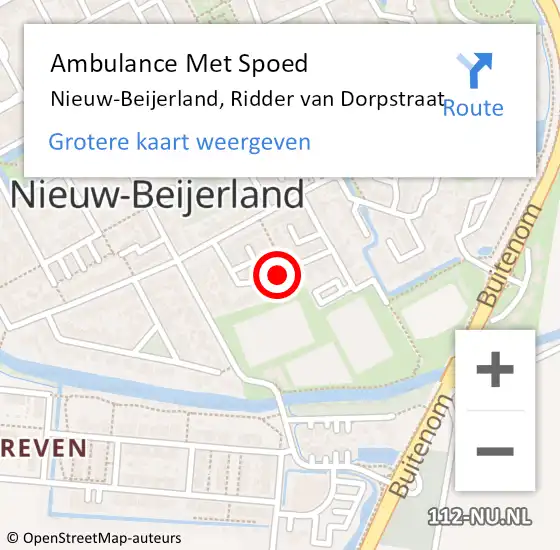 Locatie op kaart van de 112 melding: Ambulance Met Spoed Naar Nieuw-Beijerland, Ridder van Dorpstraat op 8 juni 2019 01:46