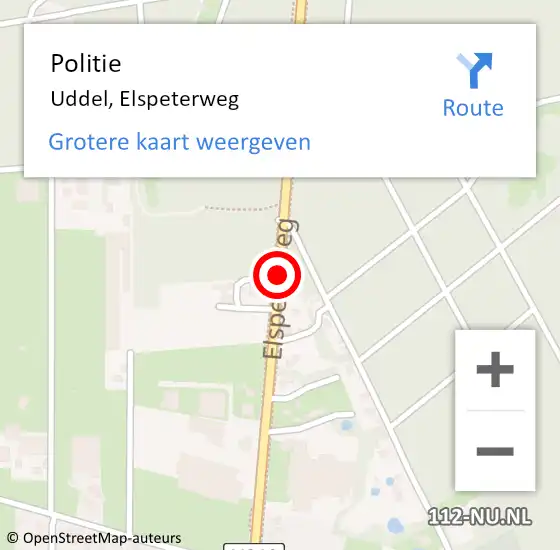 Locatie op kaart van de 112 melding: Politie Uddel, Elspeterweg op 8 juni 2019 02:01