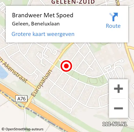 Locatie op kaart van de 112 melding: Brandweer Met Spoed Naar Geleen, Beneluxlaan op 8 juni 2019 07:48