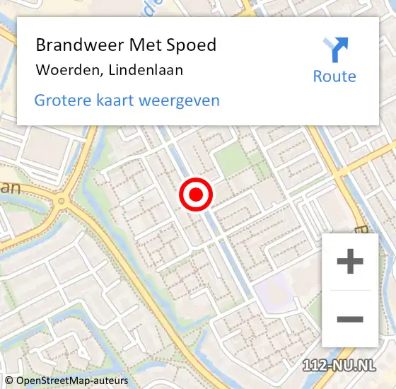 Locatie op kaart van de 112 melding: Brandweer Met Spoed Naar Woerden, Lindenlaan op 8 juni 2019 09:36