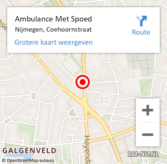 Locatie op kaart van de 112 melding: Ambulance Met Spoed Naar Nijmegen, Coehoornstraat op 8 juni 2019 09:55