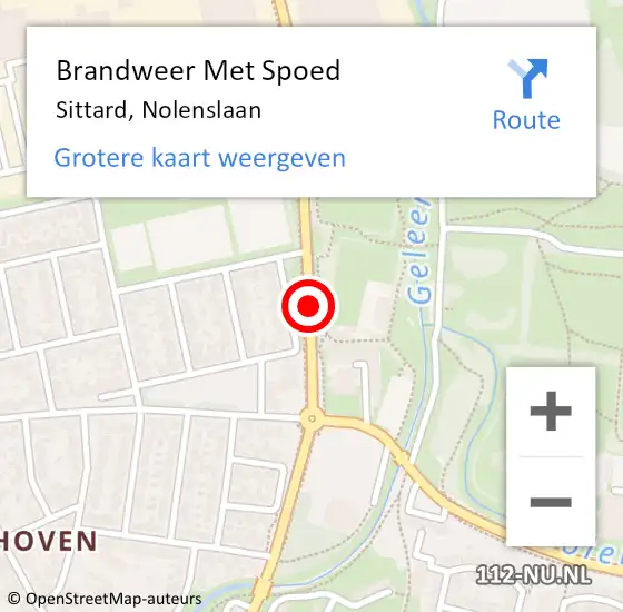Locatie op kaart van de 112 melding: Brandweer Met Spoed Naar Sittard, Nolenslaan op 8 juni 2019 10:18