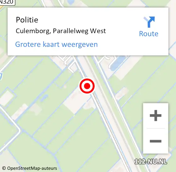 Locatie op kaart van de 112 melding: Politie Culemborg, Parallelweg West op 8 juni 2019 11:26