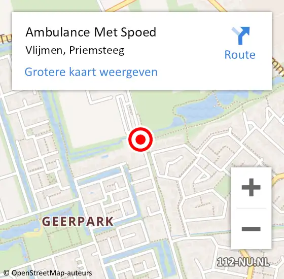 Locatie op kaart van de 112 melding: Ambulance Met Spoed Naar Vlijmen, Priemsteeg op 8 juni 2019 12:41