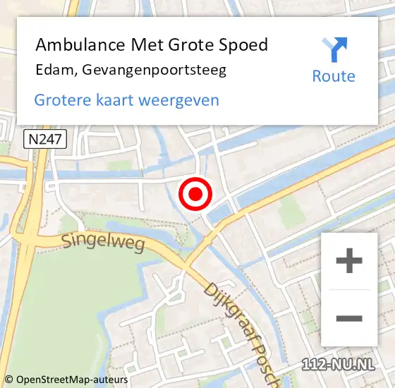Locatie op kaart van de 112 melding: Ambulance Met Grote Spoed Naar Edam, Gevangenpoortsteeg op 8 juni 2019 12:44
