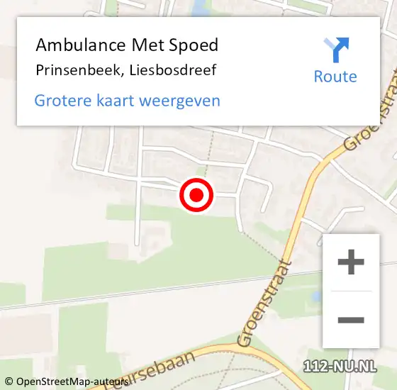 Locatie op kaart van de 112 melding: Ambulance Met Spoed Naar Prinsenbeek, Liesbosdreef op 8 juni 2019 13:30