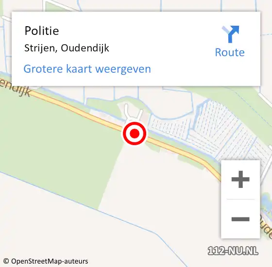 Locatie op kaart van de 112 melding: Politie Strijen, Oudendijk op 8 juni 2019 14:19