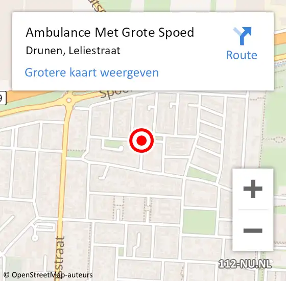 Locatie op kaart van de 112 melding: Ambulance Met Grote Spoed Naar Drunen, Leliestraat op 8 juni 2019 14:33