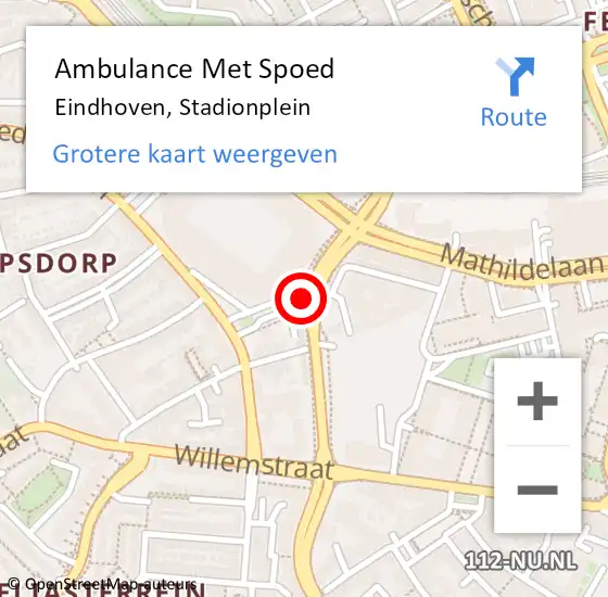 Locatie op kaart van de 112 melding: Ambulance Met Spoed Naar Eindhoven, Stadionplein op 8 juni 2019 14:39