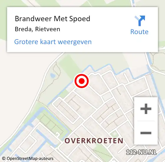 Locatie op kaart van de 112 melding: Brandweer Met Spoed Naar Breda, Rietveen op 8 juni 2019 17:00
