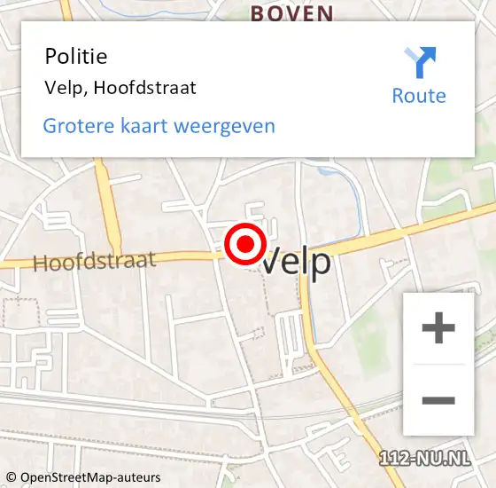 Locatie op kaart van de 112 melding: Politie Velp, Hoofdstraat op 8 juni 2019 17:40