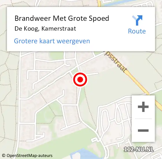 Locatie op kaart van de 112 melding: Brandweer Met Grote Spoed Naar De Koog, Kamerstraat op 8 juni 2019 20:26