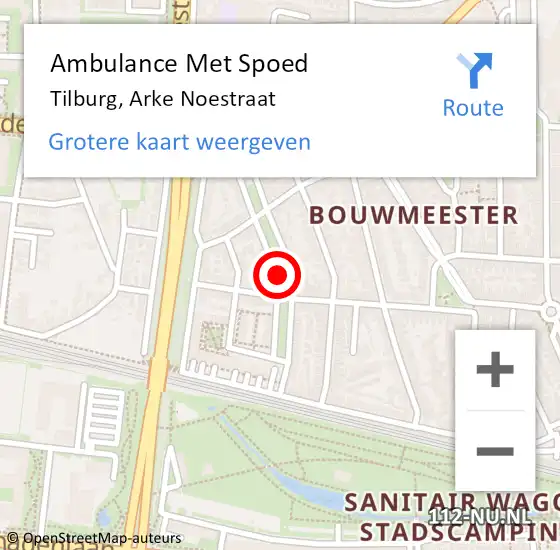 Locatie op kaart van de 112 melding: Ambulance Met Spoed Naar Tilburg, Arke Noestraat op 8 juni 2019 22:25