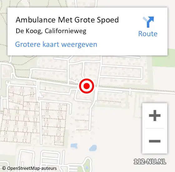 Locatie op kaart van de 112 melding: Ambulance Met Grote Spoed Naar De Koog, Californieweg op 8 juni 2019 22:54