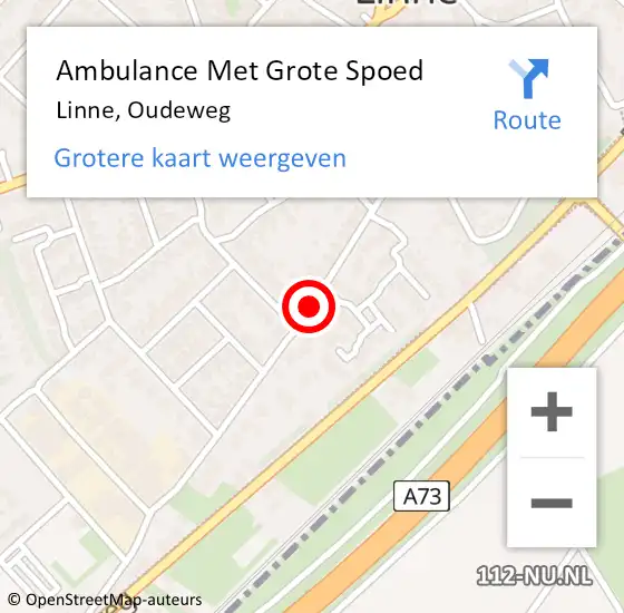 Locatie op kaart van de 112 melding: Ambulance Met Grote Spoed Naar Linne, Oudeweg op 9 juni 2019 06:39