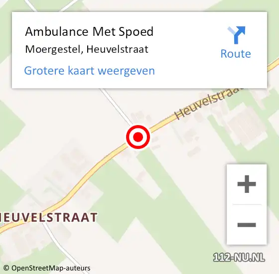 Locatie op kaart van de 112 melding: Ambulance Met Spoed Naar Moergestel, Heuvelstraat op 9 juni 2019 07:26