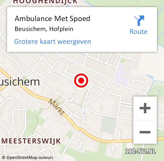 Locatie op kaart van de 112 melding: Ambulance Met Spoed Naar Beusichem, Hofplein op 9 juni 2019 08:24