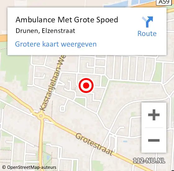 Locatie op kaart van de 112 melding: Ambulance Met Grote Spoed Naar Drunen, Elzenstraat op 9 juni 2019 09:01