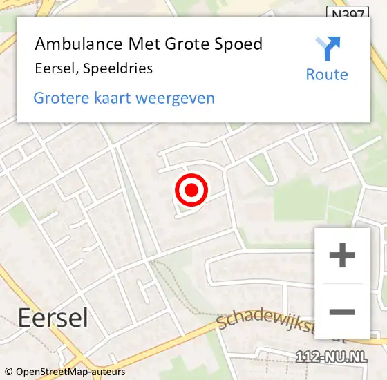 Locatie op kaart van de 112 melding: Ambulance Met Grote Spoed Naar Eersel, Speeldries op 9 juni 2019 09:14