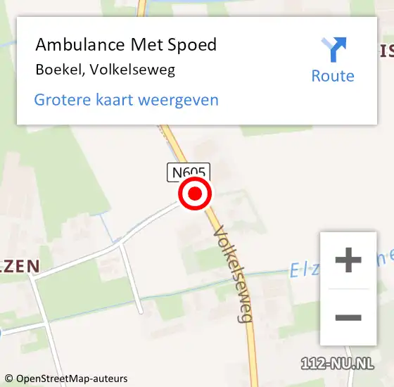 Locatie op kaart van de 112 melding: Ambulance Met Spoed Naar Boekel, Volkelseweg op 9 juni 2019 09:27